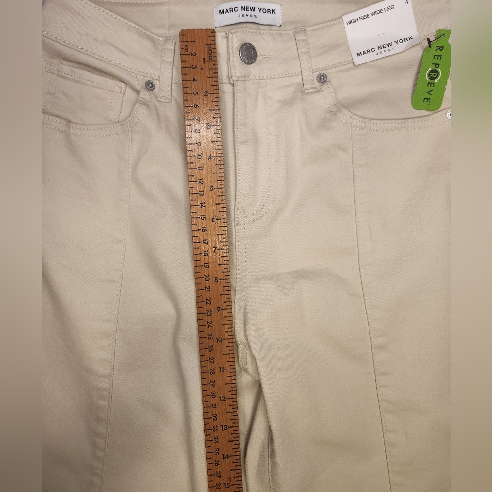 Marc New York Beige High Rise Wide Leg Jeans NWT Size 4 (A1) - Picture 11 of 11